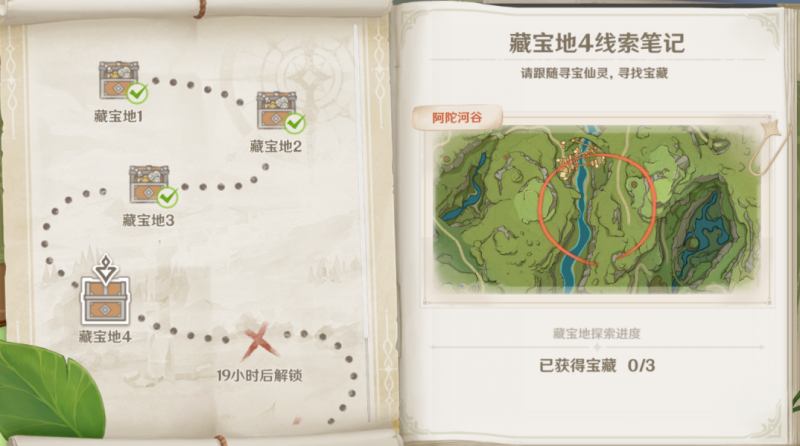 原神藏寶地4位置在哪？秘寶迷蹤第四天藏寶地4位置攻略