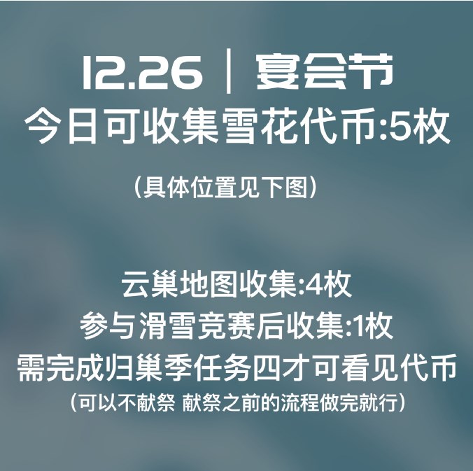 光遇宴會(huì)節(jié)12.26雪花代幣在哪 12月26日雪花代幣位置收集攻略