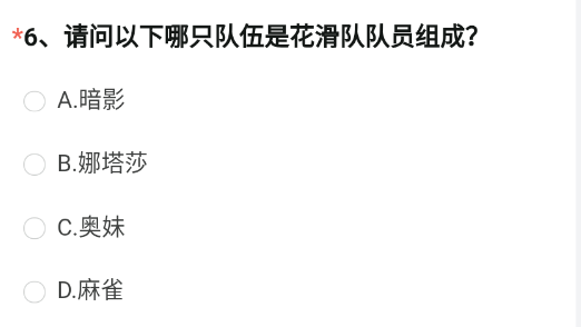 CF手游請問以下哪只隊伍是花滑隊隊員組成 穿越火線花滑隊隊員組成答案分享