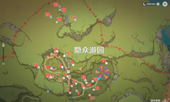 原神隱眾游園北禮券在哪 隱眾游園北禮券位置分布圖一覽