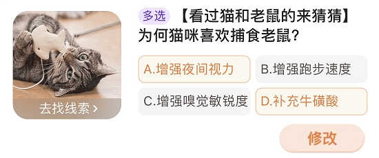 為何貓咪喜歡捕食老鼠 淘寶每日一猜1.10今日答案